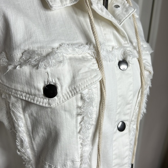 NWOT Splendid Jesse Mix Media Hooded Jacket Off White Size Small - Picture 6 of 13